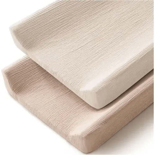 Changing Pad Cover for Neutral Baby Muslin Soft Cotton Diaper Changing Table Pad Cover Changing Pad Sheets for Girls and Boys - 2 Pack(Clay & Ivory)