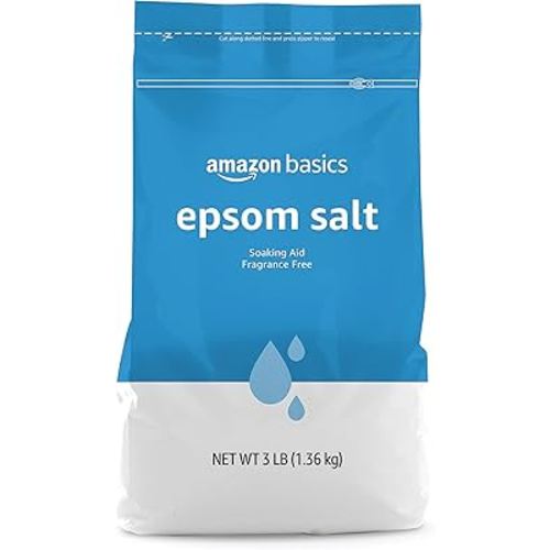 Amazon Basics Epsom Salt Soak, Unscented, Magnesium Sulfate USP, Muscle and Feet Relaxation, Soothing, 3 Pound, Pack of 1