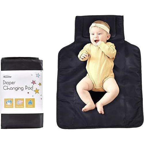 Portable Diaper Changing Pad, Portable Changing Pad for Baby with Flip-able Pillow, Baby Changing Mat for Travel, 19.7 x 27.5 in