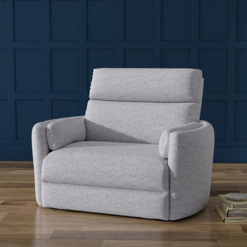 Upholstered Extra Wide Glider Power Recliner with Round Arms