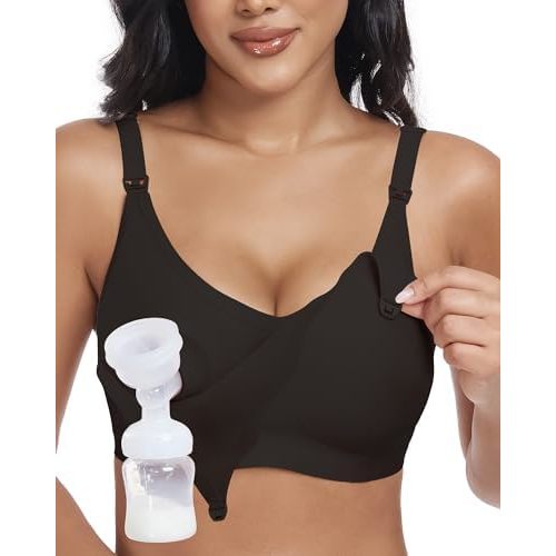 Wireless Seamless Pumping Bra Hands Free Nursing Bra Wirefree Comfort Wearable Breast Pump Bra