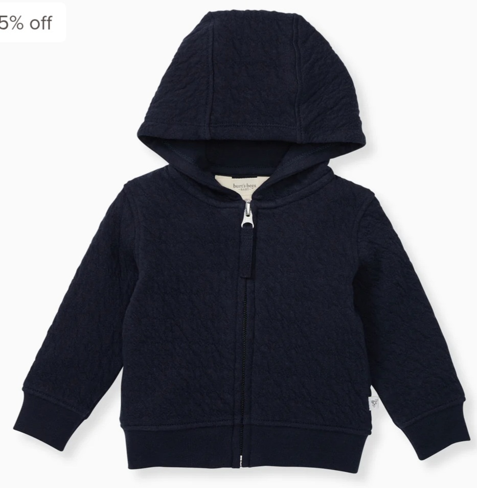 Organic Cotton Quilted Bee Baby Jacket - Midnight