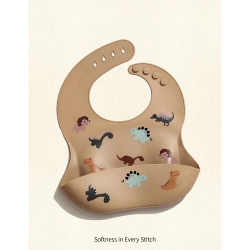 Cozy Pixies Baby Dinosaur Pattern Silicone Bib