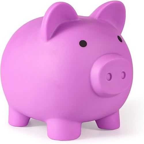 Piggy Bank, Unbreakable Plastic Money Bank, Coin Bank for Girls and Boys, Medium Size Piggy Banks, Practical Gifts for Birthday, Easter, Christmas (Light Purple)