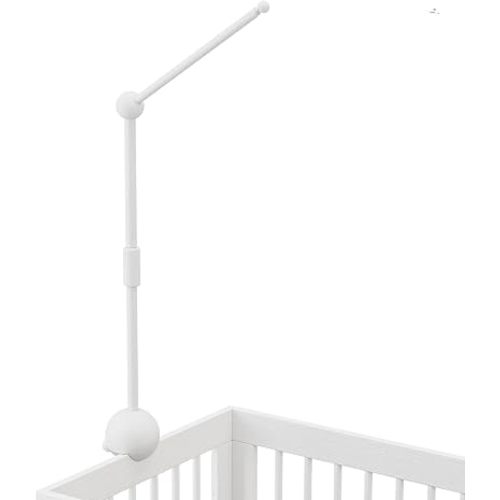 White Crib Mobile Arm, 2-in-1 Adjustable Crib Mobile Holder, 360° Rotating Beech Wood Mobile Hanger for Crib,Baby Mobile Stand & Nursery Decor (Boy & Girl)