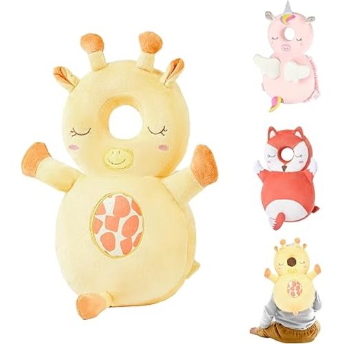 Baby Head Back Protector Backpack Toddler Safety Protector Cushion Pad Soft, Adjustable and Lightweight Design for Safe Walking and Crawling Toddlers Girls and Boys(Giraffe)