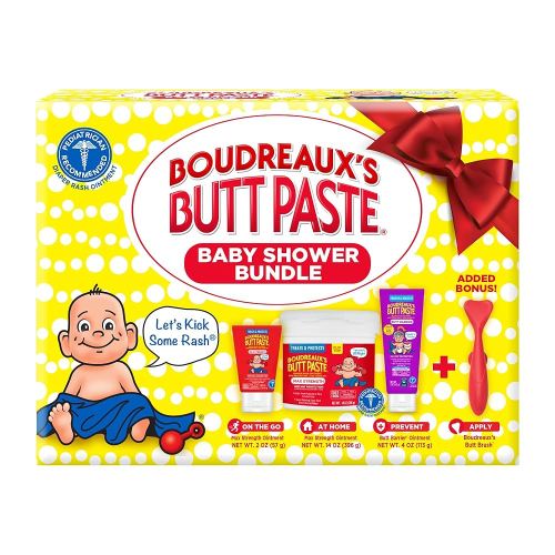 Boudreaux’s Butt Paste, Baby Shower Gift Set, Newborn Essentials Kit with 3 Baby Necessities, Diaper Rash Cream, Diaper Rash Ointment Prevention, and a Diaper Cream Applicator