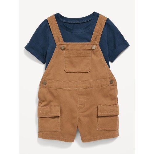 Short-Sleeve T-Shirt and Twill Shortall Romper Set for Baby