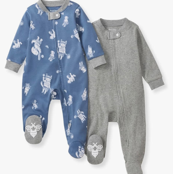 Burt's Bees Baby Boys Sleep and Play PJs, 100% Organic Cotton One-Piece Zip Front Romper Jumpsuit Pajamas