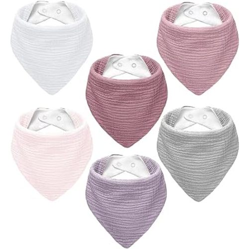 Muslin Baby Bibs,Baby Bandana Drool Bibs 100% Cotton for Baby Boy Girl,Solid Colors Bib for Drooling Teething