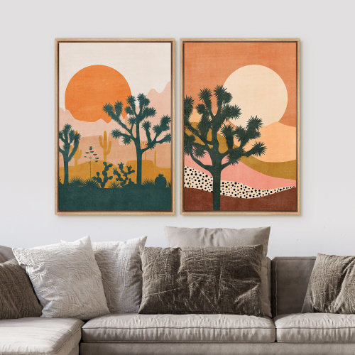 Boho Wall Art Prints, Joshua Tree Art Prints Large Boho Wall Art Set Minimalist Modern Mid Century Abstract Desert Wall Art for Bedroom