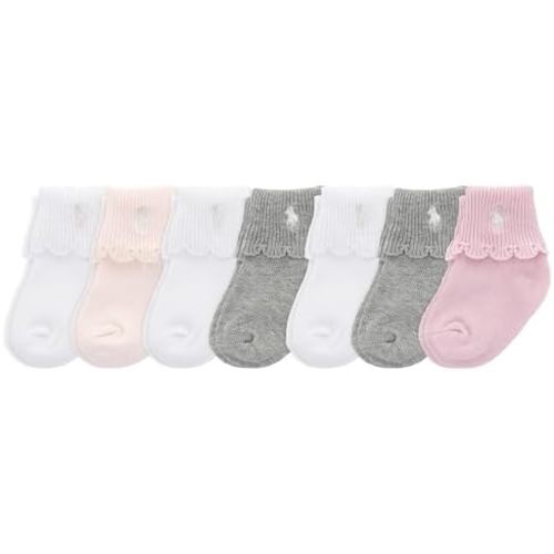 Polo Ralph Lauren Baby Classic Sport Ankle Socks-6 Pair Pack-Soft Stretchy Yarn & Stay Up Top