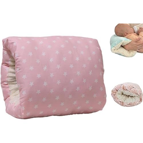Breastfeeding arm pillow for babies, Soft cotton nursing pillows for breastfeeding support, Bottle feeding pillow, Infant nursing pillow, Travel pillow (Pink Pillow)