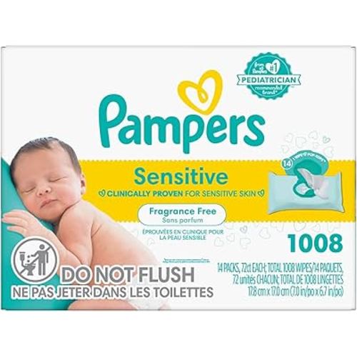 WIPES - Pampers Baby Wipes Sensitive 18 count Pop-Top Packs, 1008 Wipes Total