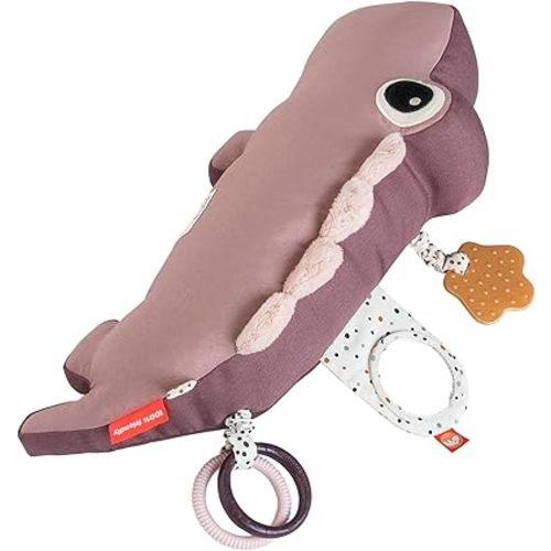 Done by Deer Croco Powder Tummy Time Activity Toy, Sensory Play, Teether, Rings, Mirror, Crinkle Sounds, Jittering Crocodile Tummy, 100% Recycled Polyester Fibers