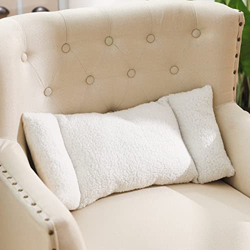 Queekay Fleece Lumbar Support Pillow 3 Section Back Pillow Office Chair for Back Support Comfortable Lumbar Cushion for Car Seat Pain Relief Sofa Rest(White)