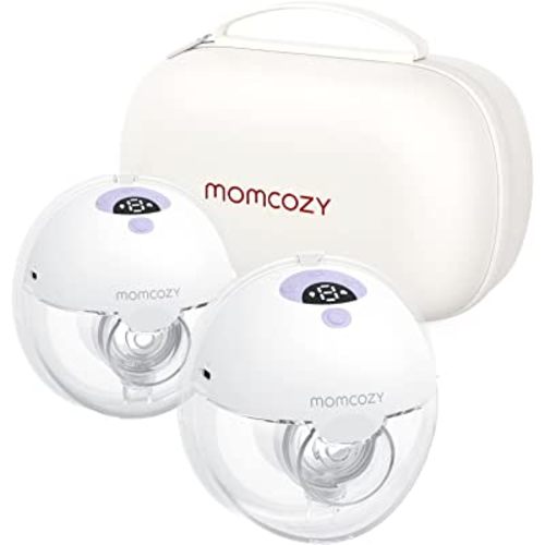 Momcozy M5 Hands Free Breast Pump, Double Wearable Breast Pump of Baby Mouth Double-Sealed Flange with 3 Modes & 9 Levels, Electric Breast Pump Portable - 24mm, 2 Pack Lilac
