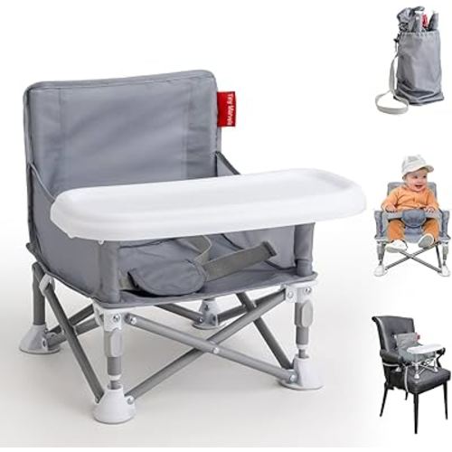 Tiny Marvels Portable 3-in-1 Baby Booster Seat – Cozy Floor Seat, Feeding Seat with Tray, Toddler Booster – Compact, Foldable, Safe with Child Safety Belt Carry Bag – Perfect for Travel & Family Time