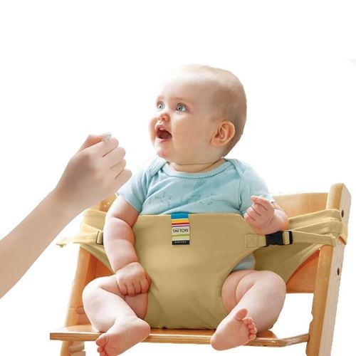 Lychee Harness Seat for High Chair Baby Feeding Safety Seat with Strap, Toddler Booster Harness Belt Portable Dining Seat Strap for Travel Home Restaurant Shopping (Khaki)