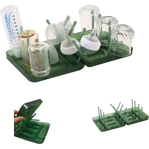 Travel Bottle Drying Rack Space Saving,Foldable Bottle Drying Rack with 16 Ribs,Portable Baby Bottle Drying Rack for Bottles,Breast Pumps and Other Feeding Accessories,Widely Used Daily Basis