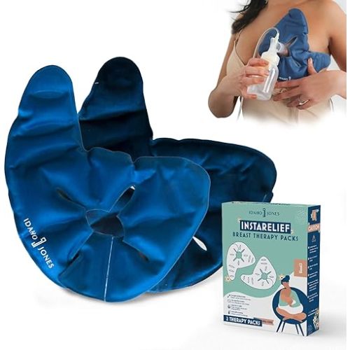 Breast Heating Pad & Cooling Gel Packs (x2) | Ice & Heat Therapy for Breastfeeding, Post Surgery Recovery, Mastectomy, Augmentation, Reduction | Hot & Cold