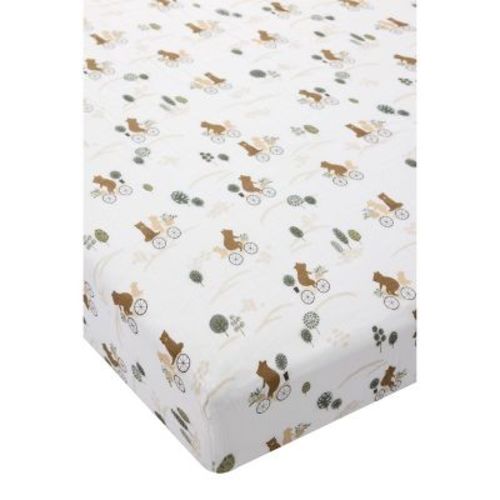 Loulou Lollipop Muslin Fitted Crib Sheet - Bears on Bikes