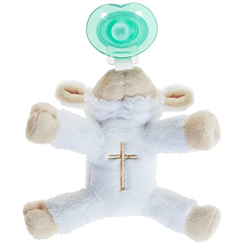 Nookums Paci-Plushies Buddies Adapts to Name Brand Pacifiers, Suitable for All Ages, Plush Toy Includes Detachable Pacifier (Lovie Lamb with Cross on Belly)
