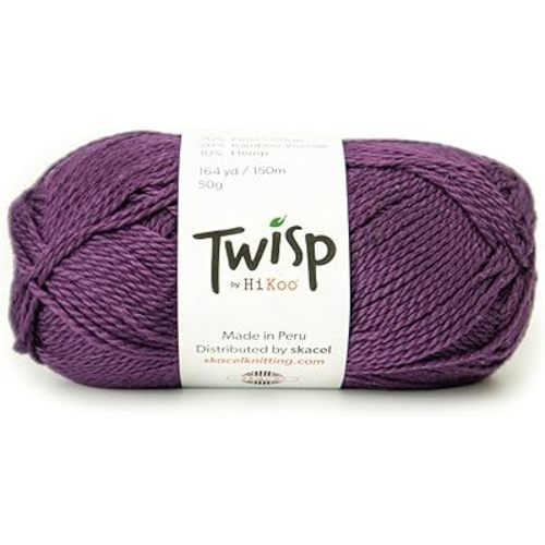 Twisp Yarn, Soft Yarn Skein for Knitting, Crocheting, and Crafts, Pima Cotton, Bamboo Viscose and Hemp, 164 Yards, #6002 - Nightshade