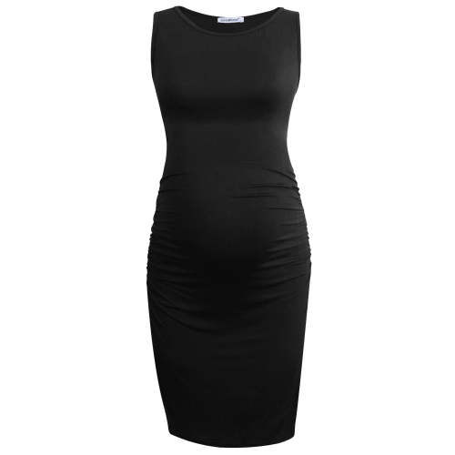 Smallshow Women's Ruched Maternity Dress Clothes Sleeveless Bodycon Dress