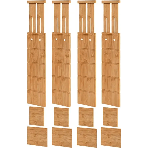 Amazon.com: Vriccc 4.4" High Bamboo Drawer Dividers with Inserts, Kitchen Adjustable Drawer Organizers, Expandable Organization for Home, Office, Dressers, and Bathroom, 4 Divider with 8 Insert : Home & Kitchen
