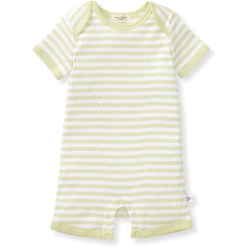 Burt's Bees Baby baby-boys Short Sleeve Rompers, 100% Organic Cotton One-piece Coverall and Layette Set - Mint Rib Stripe