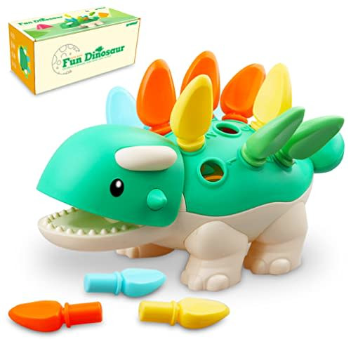Baby Sensory Toys 6 9 12 18 24 Months,Toddlers Learning Developmental Fine Motor Skills Montessori Educational Sorting Stacking Color Recognition Dinosaur Toy for Boys Girls Gifts Kids 1 2 3 Year Old