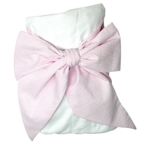 Bow Swaddle ® - Pink Savannah Seersucker