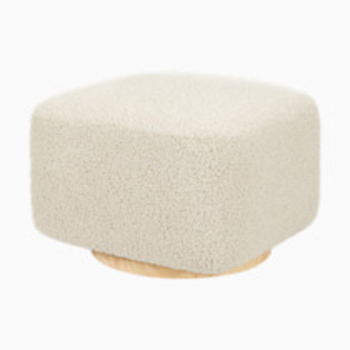 babyletto Kiwi Gliding Ottoman - Almond Teddy Loop With Light Wood Base