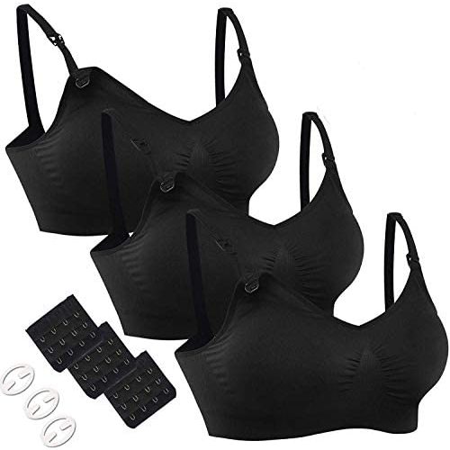 HOFISH 3PACK Full Bust Seamless Nursing Maternity Bras Bralette S-XXL with Extra Bra Extenders & Clips at Amazon Women’s Clothing store