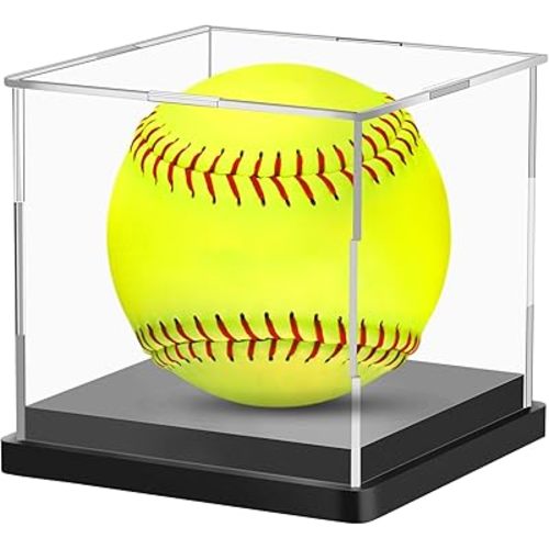 1PCS Softball Display Case Acrylic Clear Display Box Baseball Tennis Golf Protected Stand for Signed Memorabilia Large 12 Inch Sports Game Ball Storage Box