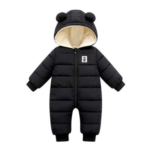 Bjutir Baby Toddler Boys Girls Romper Coat Padded Jacket Outwear Warm Snowsuit Hooded Jumpsuit Romper Baby Boys Coat Jacket Black Size 3-6 Months
