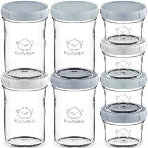 Prep Baby Food Storage Containers, 4oz & 8oz Leak-Proof, BPA Free Glass Baby Food Jars for Feeding