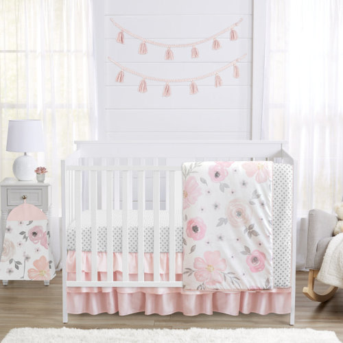 Sweet Jojo Designs Watercolor Floral 4 Piece Crib Bedding Set & Reviews | Wayfair