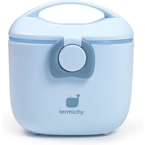 Termichy Baby Formula Dispenser, Portable Milk Powder Dispenser Container with Carry Handle and Scoop for Travel Outdoor Activities with Baby Infant, 8.8OZ, 0.55LB, 250g (Light Blue)
