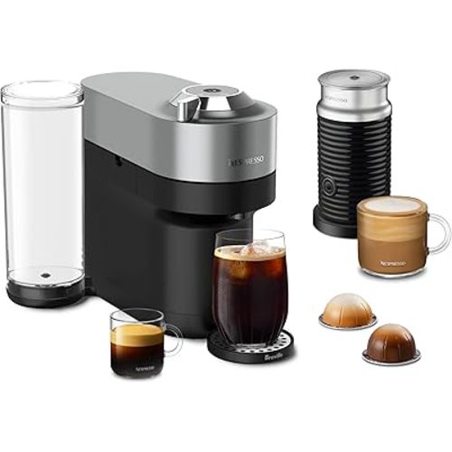 Nespresso Vertuo Pop+ Deluxe Coffee and Espresso Maker by Breville with Milk Frother, Titan