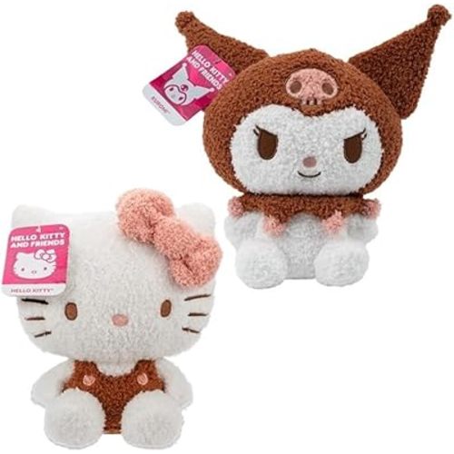 Hello Kitty and Kuromi 8" Velveteen Plush 2-Pack - Officially Licensed Sanrio - Cute Soft Doll Stuffed Animal Toy Figures - Easter Basket Stuffer Gift for Kids, Boys, Girls - 2+