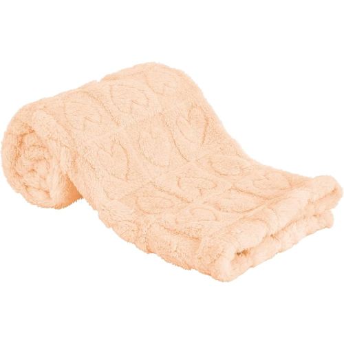 Yurhap Fleece Baby Blanket Heart Checkered, Ultra Soft Cozy Baby Blankets for Girls Boys, Fluffy Infant Toddler Newborn Receiving Gifts for Crib Stroller 30"x40" (Apricot Pink)