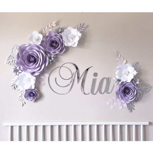 Light Purple Paper Flower Set, Nursery Paper Flower Wall Decor, Baby Girl Nursery Flower, Paper Flowers, Nursery Paper Flowers, wall flowers