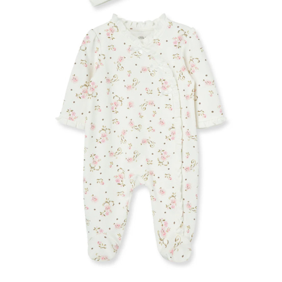 Vintage Rose Footed One-Piece And Hat