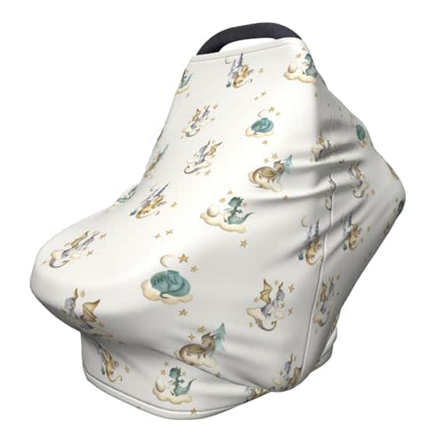Cute Dragon Car Seat Covers Baby Multi-Use Car Seat Canopy Carrier Cover, Breathable Breastfeeding Cover Boys & Girls
