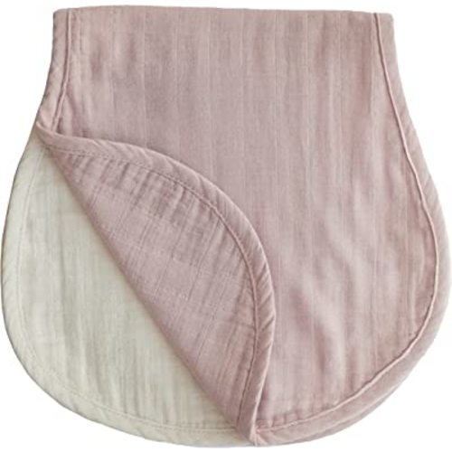 mushie Muslin Baby Burp Cloths | 100% Organic Cotton, Set of 2 (Blush/Fog)