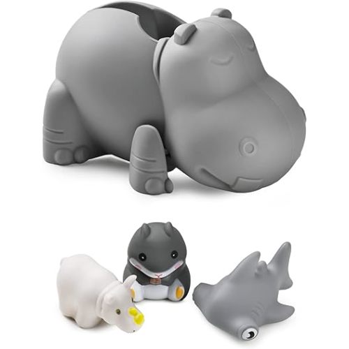 Mandoo Faucet Cover Bathtub Baby, Bath Spout Cover for Baby, Bath Faucet Cover for Kids, Tub Spout Cover Bathtub Faucet Cover Kids Safety, Protection Baby Universal Bath Silicone Toys Grey Hippo