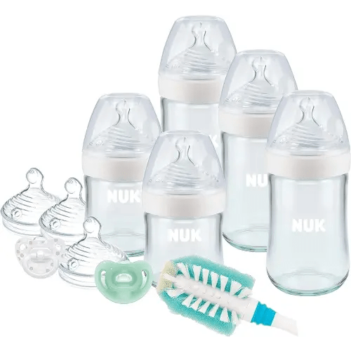 NUK Simply Natural Glass Baby Bottles and Pacifier Newborn Gift Set