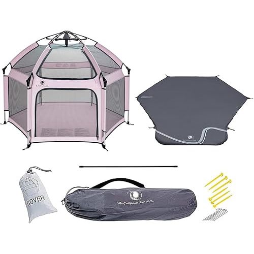 POP 'N GO Premium Outdoor Baby Playpen with Self-Inflating Playmat (Soft Pink)